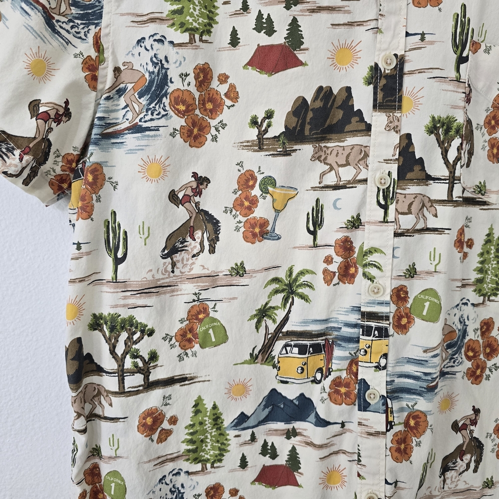 Lucky Brand Western Vacation Print Button Front Shirt Men's XL - Picture 2 of 5
